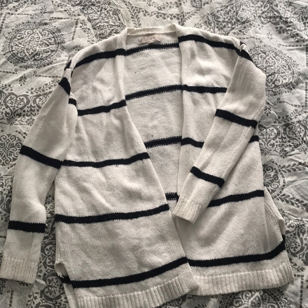 Black and white striped cardigan